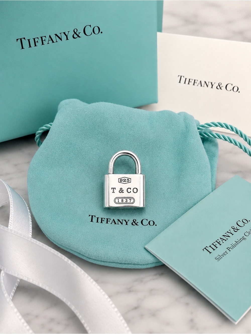 Authenticated Tiffany & Co. 1837 Padlock Charm Pendant / Bracelet Charm Silver